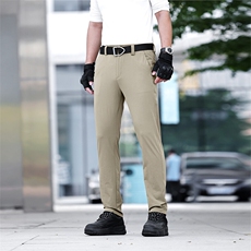 夏季薄款男士高端战术西裤宽松直筒2026新款商务通勤冰丝长裤子潮，男装西裤，星座914