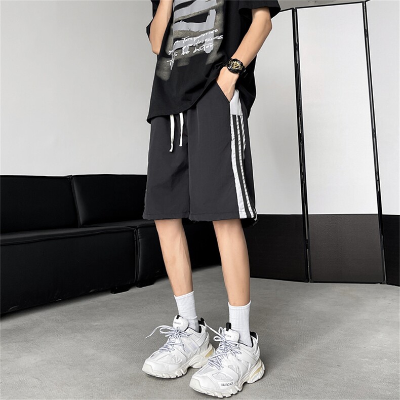 休闲短裤男士韩版潮流条纹拼色2024夏季新款ins五分裤K5500-P28,男装牛仔裤,星座412-3