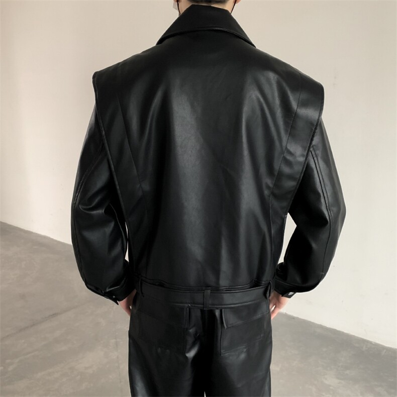 美式cleanfit潮酷PU皮机车夹克男宽松翻领外套PY05-P135,男装夹克,星座512-1（原513-3）