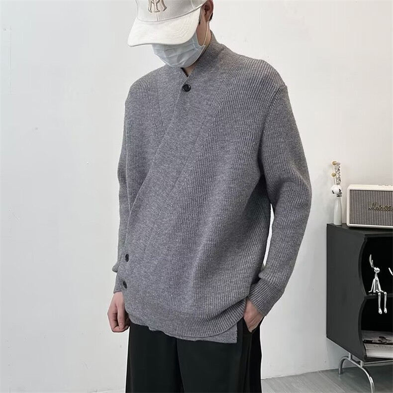 2024秋冬季新款慵懒风拼接立领针织开衫男宽松轻奢毛衣外套888,男装针织衫/毛衣,星座506