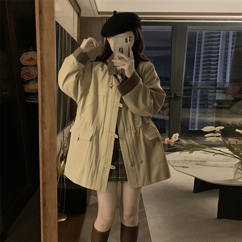 奶咖色风衣女新款小个子宽松显瘦英伦风短款外套C802-P105,男装风衣,星座911-2(原星座613-2）