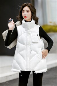欧洲站2025秋冬新款白鸭绒立领亮面短款马甲羽绒服女马夹短外套潮图片