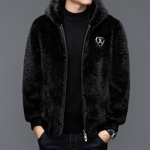 冬男士连帽外套中年商务休闲金貂绒夹克保暖上衣ZX8922-P255图片