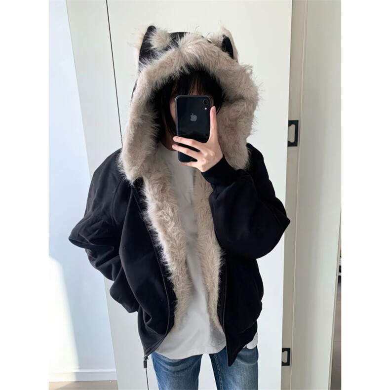 卡通毛领棉服男女冬季新款潮牌休闲座山雕外套百搭情侣棉衣MF308,男装棉衣,星座601-1