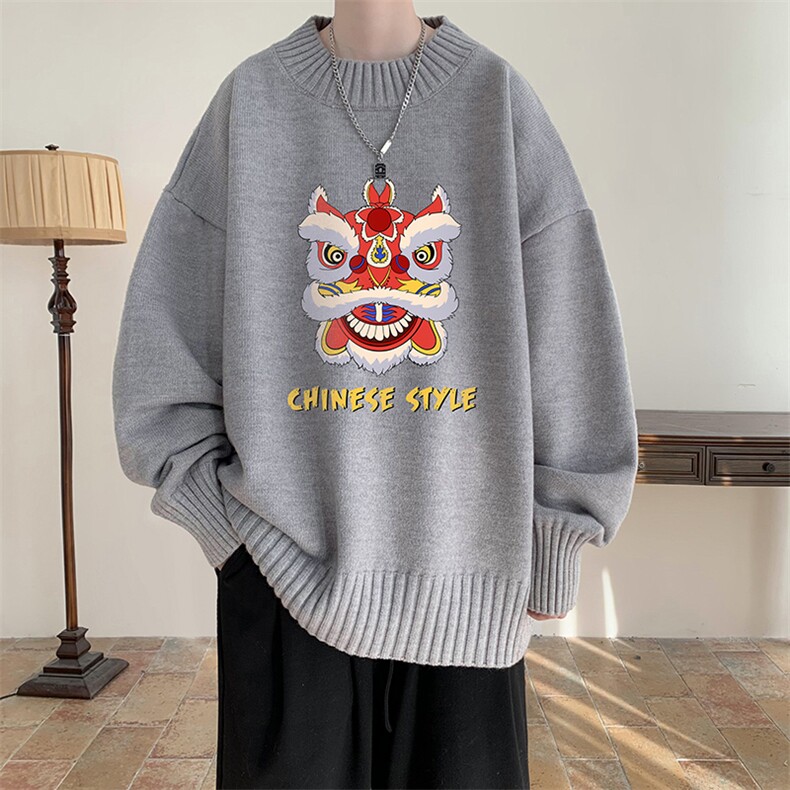 半高领毛衣男士大码针织衫男毛线衣男M18185-P45加绒款-P65，男装针织衫/毛衣，电商A040