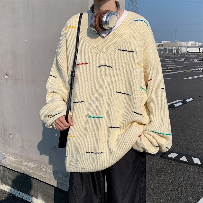 慵懒风鹿毛绒毛衣男秋冬潮流垂感宽松美式v领针织衫外套MY07-P52,男装针织衫/毛衣,星座308B-1