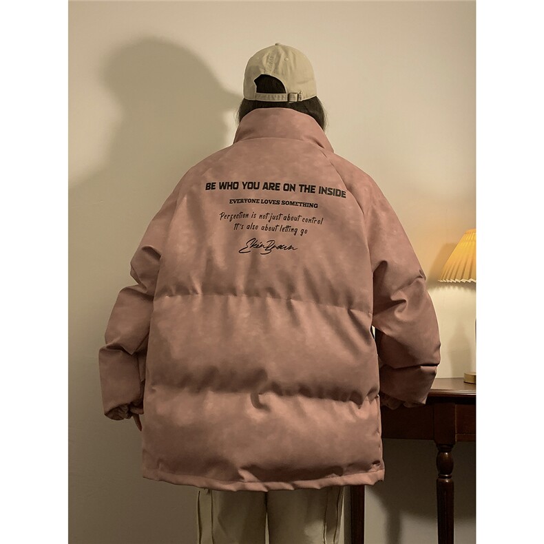 1立领PU皮复古做旧金属印花字母大码M-5XL棉衣男MY77732P130控178图片