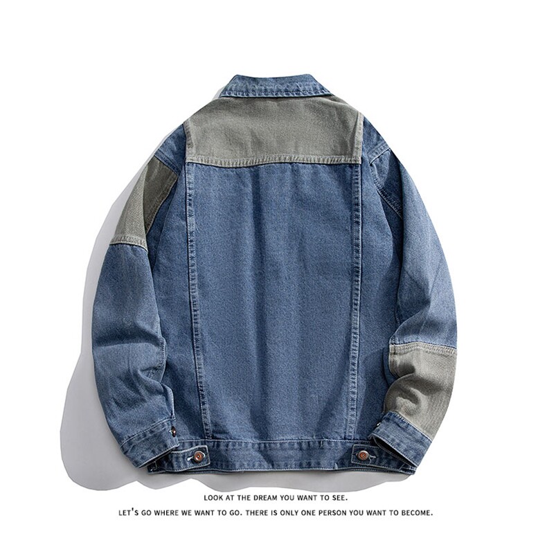 中性休闲大码宽松男女潮流拼接牛仔外套夹克J8212-P63【特价】,男装工装外套,电商A007