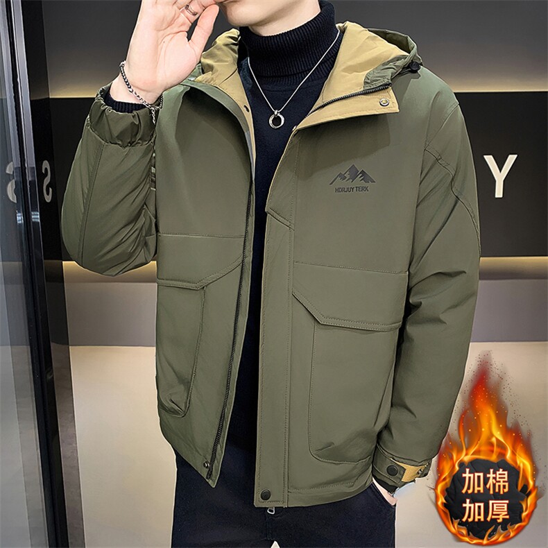 秋冬季二棉夹棉外套新款男士帅气连帽夹克潮流时尚男秋装棉衣，男装夹克，星座715-3