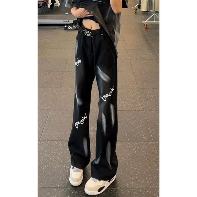 1506-1/KGA-G1201/P53个性字母牛仔裤嘻哈潮高街潮流痞帅长裤男女,男装牛仔裤,星座1506-1