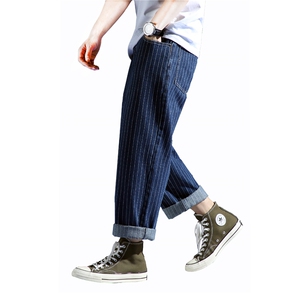 5063-221新款条纹直筒宽松牛仔裤图片