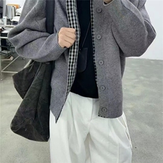 高质量包芯线格子拼接毛衣外套MYY11，男装针织衫/毛衣，星座516A