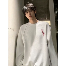 潮牌重磅刺绣字母卫衣男圆领秋冬百搭宽松休闲情侣上衣LW700-p40，男装卫衣，星座1008