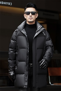 ZMS-M993新款冬季男士白鸭绒羽绒服中长款可脱卸帽保暖外套大衣图片