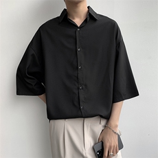 夏季冰丝短袖衬衫男女纯色宽松百搭学院风衬衣C301-P28，男装T恤，电商D202