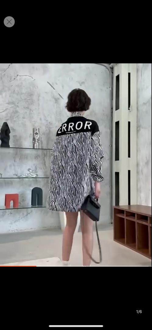 斑马条纹拼接假二件套衬衣裙，其它，转角爱尚