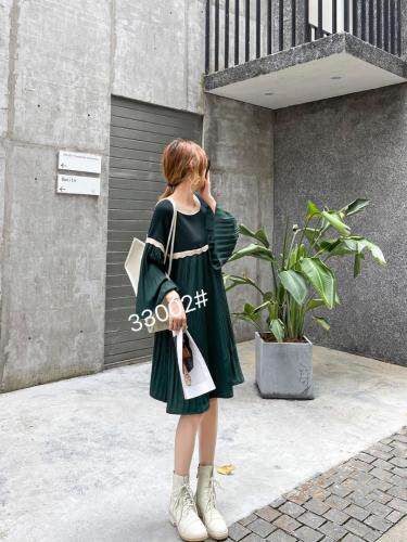 针织拼接连衣裙，女装连衣裙，千百莲