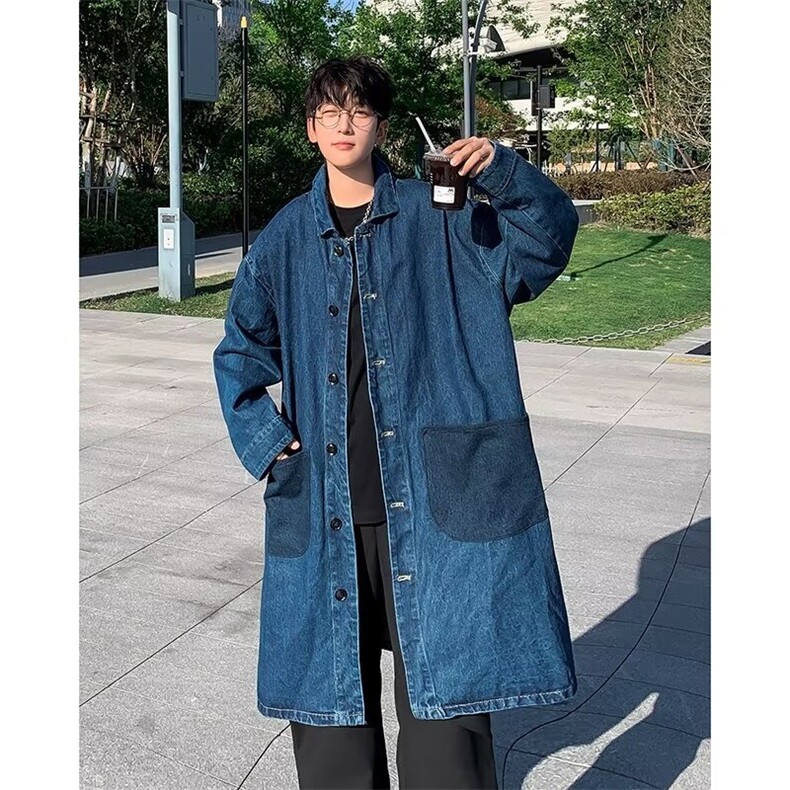 F533P78秋装男装风衣牛仔中长外套原宿风，男装风衣，星座512-6