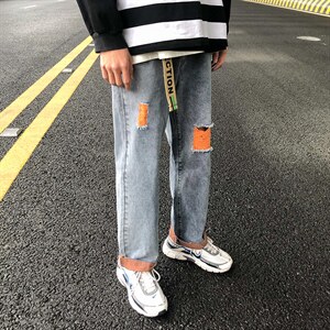 夏季薄款牛仔破洞宽松三色水洗牛仔男士裤子 A125-K780-P50图片
