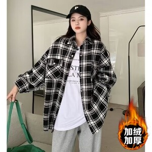 轻熟格子千鸟毛呢工装外套男士百搭痞帅韩版青少年潮流夹克图片