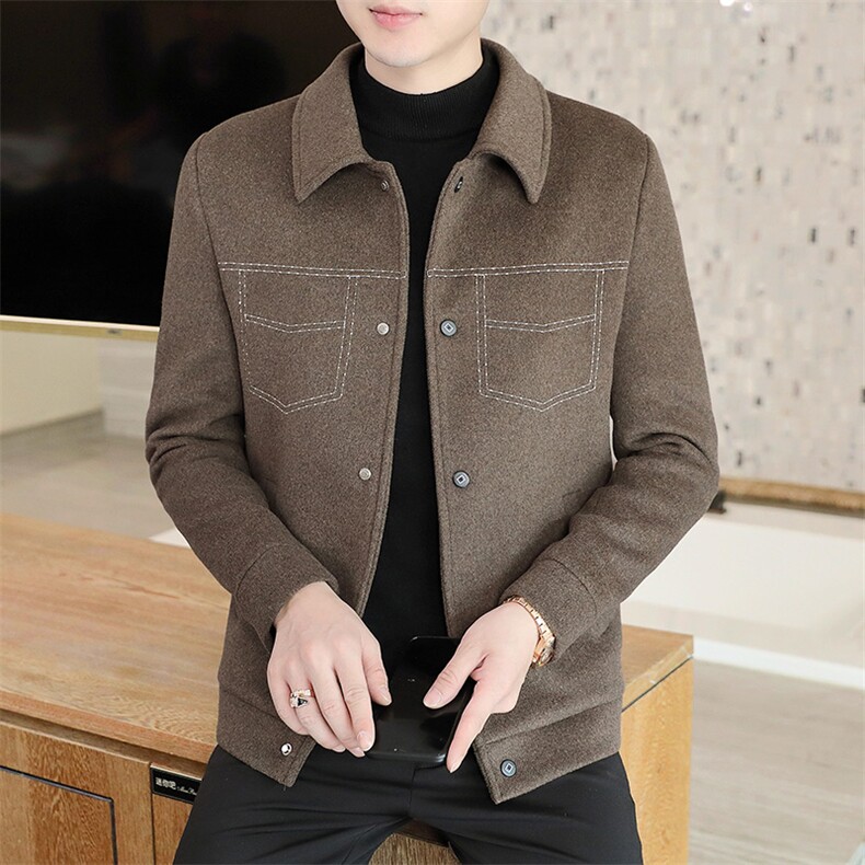 秋冬新款毛呢大衣短款翻领韩版修身夹克外套上衣男N702P140控218，男装毛呢大衣，电商B226