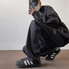 美式vibe高街运动卫裤男款秋季复古条纹潮牌阔腿裤情侣直筒长裤子，男装牛仔裤，星座506A