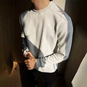 26春装硬挺boxy 男女美式高街蜂窝华夫格刺绣圆领长袖卫衣打底衫图片