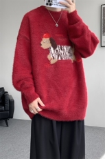腊肠狗情侣毛衣男酒红色本命年针织衫男高级感线衫MY1222-P68，男装针织衫/毛衣，电商D206-1