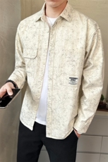 春季衬衫式外套男士脏脏灰翻领休闲宽松日系工装长袖C1824-P88，男装衬衫，电商A237