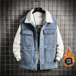 MJ214J-P65-限价98 M-5XL现货男士得物马夹背心外套牛仔cityboy图片