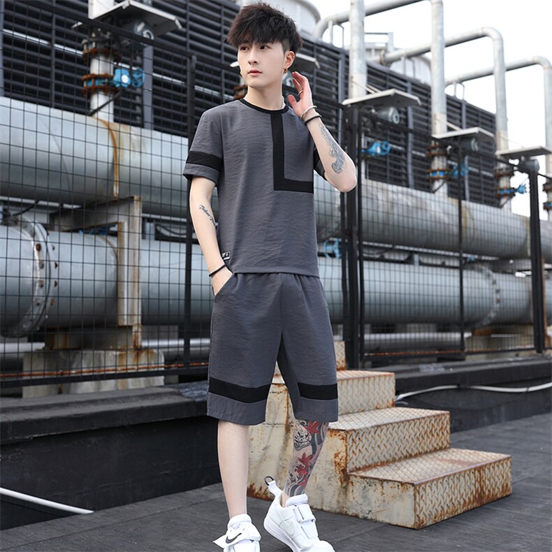 2021夏季新款原创短袖T恤学生五分裤运动套装潮男套装T707-P50,男装休闲套装,星座1206（原A206）