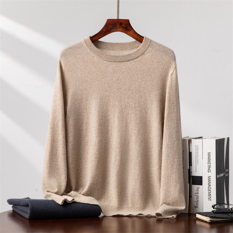 2025年秋季新款百搭长袖圆领羊绒衫，男装羊绒套衫，台绒羊绒