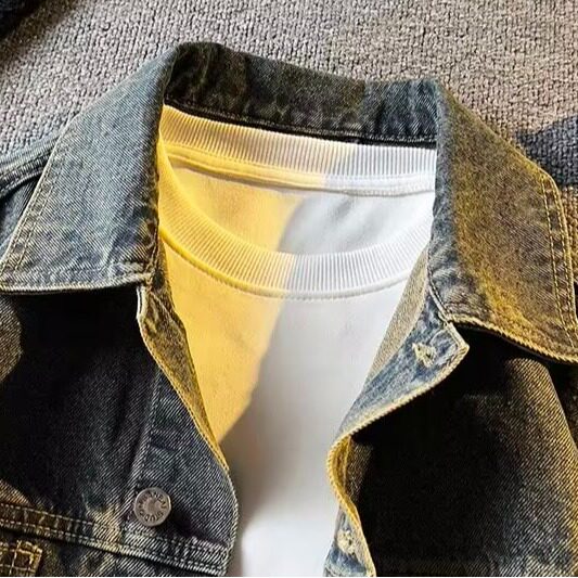 秋季新款男牛仔外套美式复古宽松夹克男士潮牌百搭休闲F06/P60,男装夹克,星座506B