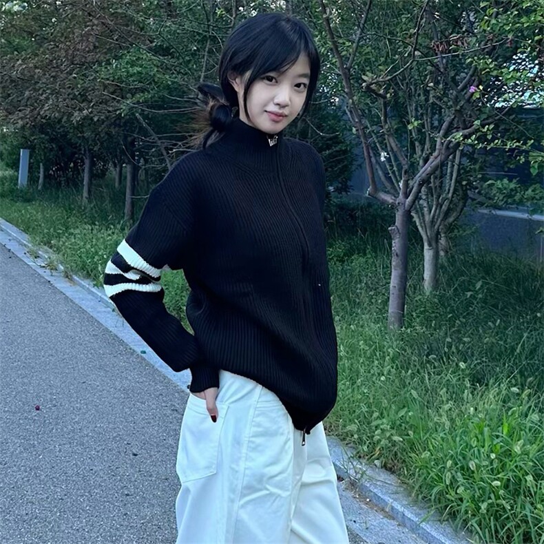 重磅秋冬北极绒开衫毛衣美式复古休闲慵懒风男女立领针织衫外套，男装针织衫/毛衣，电商A486-1