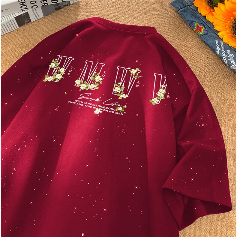 可48小时发货支持抖音得物来样二开美式满天星亮片短袖T恤MTX641,男装T恤,电商A486