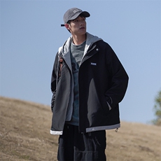 春季新款潮牌假两件连帽时尚夹克宽松百搭夹克外套CYJK9258-P80，男装夹克，电商A128