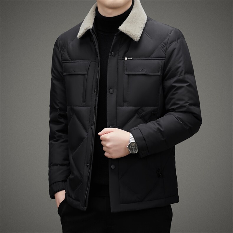 L682钱塘2020-2秋冬新款中年男士休闲百搭毛领羽绒服外套P250,男装羽绒服,钱塘207-2