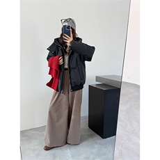 现货5W件冬季三防重磅boxy短款羽绒连帽PU皮棉衣外套防风加厚棉服，男装棉衣，电商A443