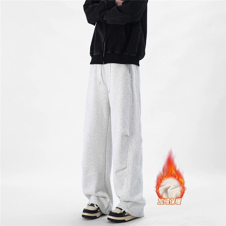 A429-YK357特批-常规42加绒48加绒加厚褶皱宽松阔腿休闲卫裤，男装休闲裤，电商A429