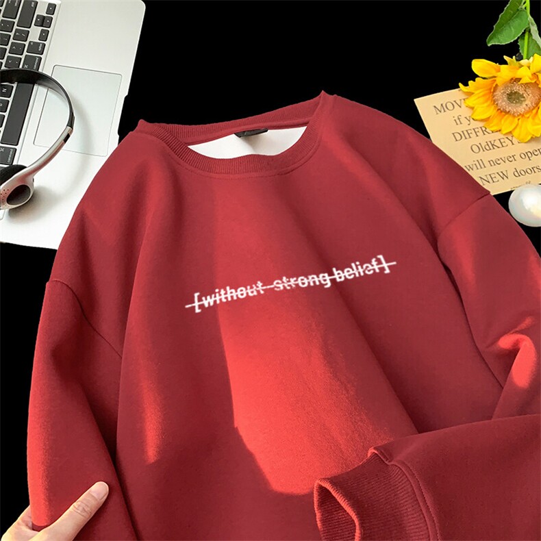 美式复古十字封印正能量网红印花不戴帽重磅小领口卫衣,男装卫衣,星座310A-4