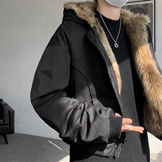 8XL-M复古双面加厚毛绒皮草短款工装派克服外套MY1707P158控188，男装棉衣，电商D206-1