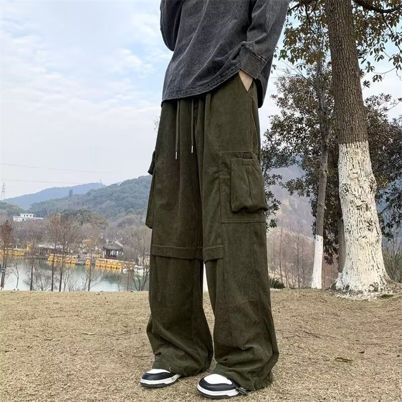 原版超重拼接工艺 大口袋工装裤 灰 棕 绿S-2XL KA873图片