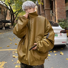 羊羔绒PU皮棉衣男士棉服冬季御寒保暖棉袄外套M5081P135控178，男装棉衣，电商A157