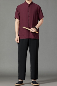 2026夏季薄款高端风冰丝短袖衬衫套装唐装汉服 HL23813-P120图片