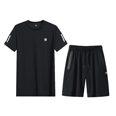 男夏装大码休闲运动套装冰丝网眼5032-1_L-4XLP805XL-9XLP90，男装套装，星座1516-1