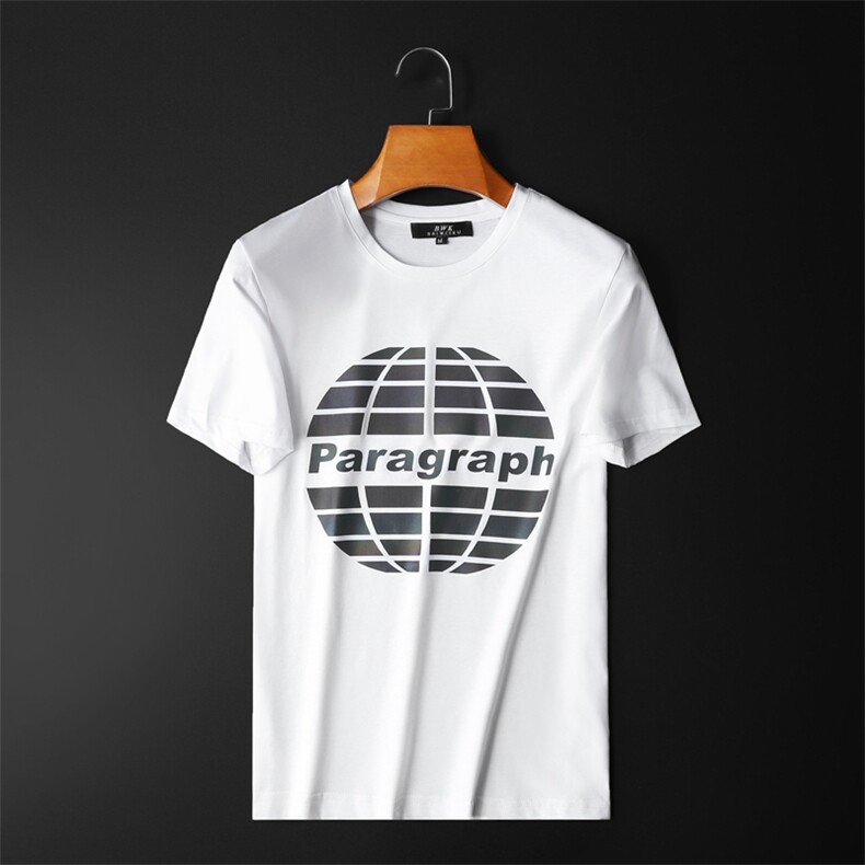 2021夏季新款丝光棉圆领短袖T恤711801M-5XL大货白色，男装T恤，钱塘6066（原711）