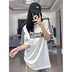 抖音得物高品质二开240克宽松纯棉美式潮牌三条杠织带短袖T恤，男装T恤，电商A486-1