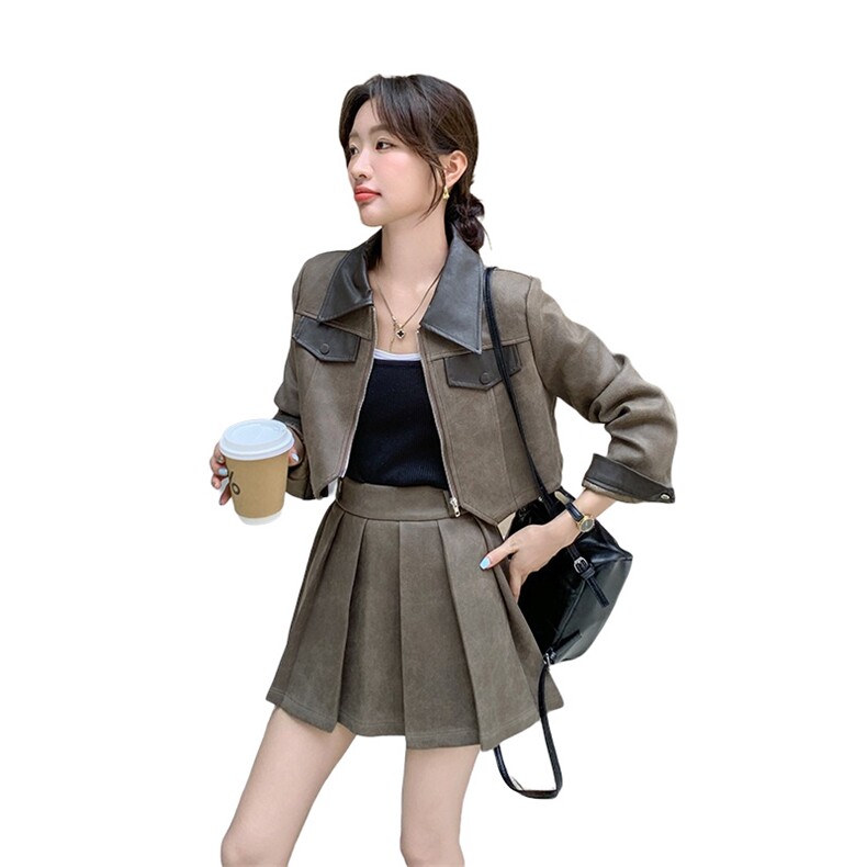 [3天出货】鹿皮绒夹克套装女半身裙两件套A822P185K268,女装套装/套裙,2C269