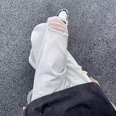 超火的裤子高街水洗直筒破洞个性老爹拖地阔腿牛仔裤男女，男装牛仔裤，星座1013