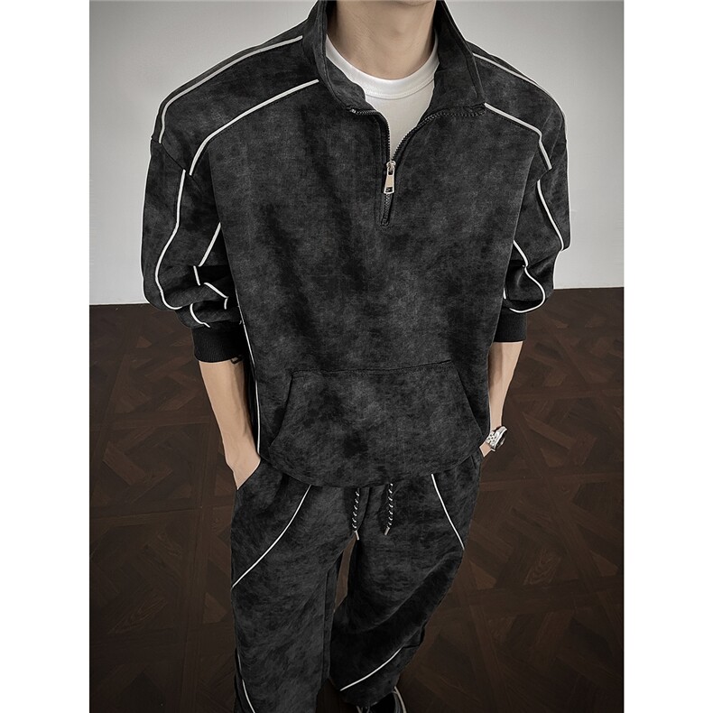 可二开脏脏灰扎染大码M-5XL卫衣WY78064P68卫裤WK78065P68套装，男装休闲裤，星座227-7